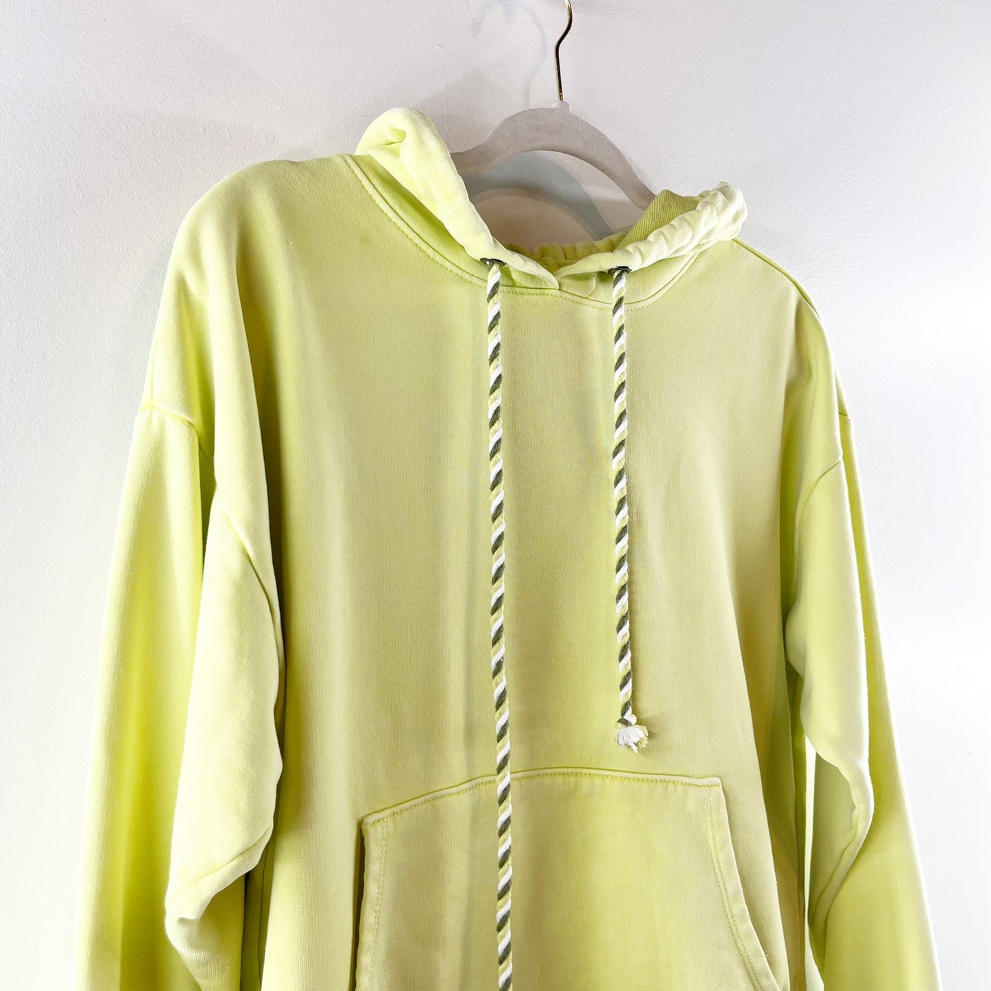 Evereve Neon Pullover Hoodie Sweatshirt Cotton Green Small