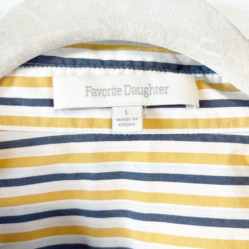 Favorite Daughter The Ex-Boyfriend Striped Button Down Shirt Yellow Blue Large