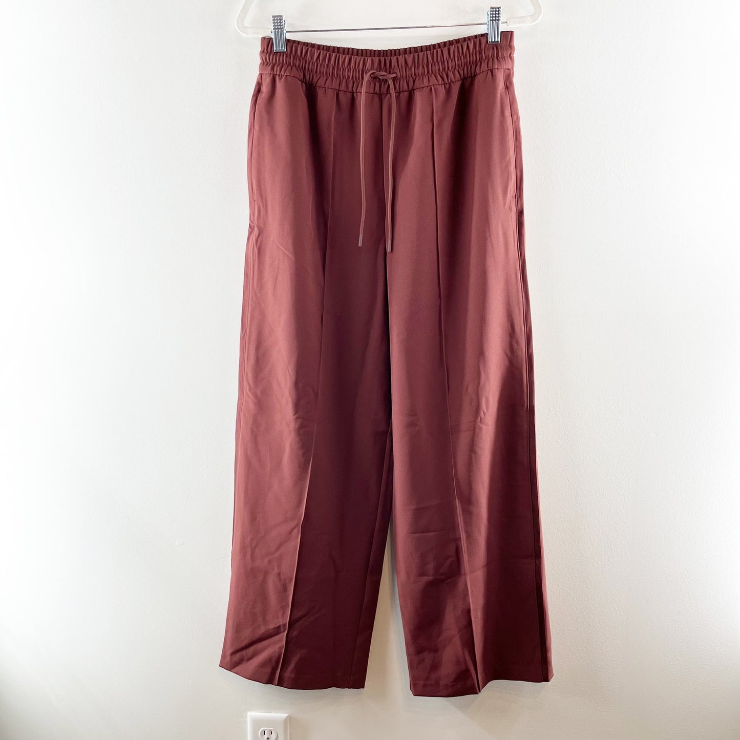 Athleta Endeavor High Rise Wide Leg Relaxed Track Pants Cherrywood Brown Small