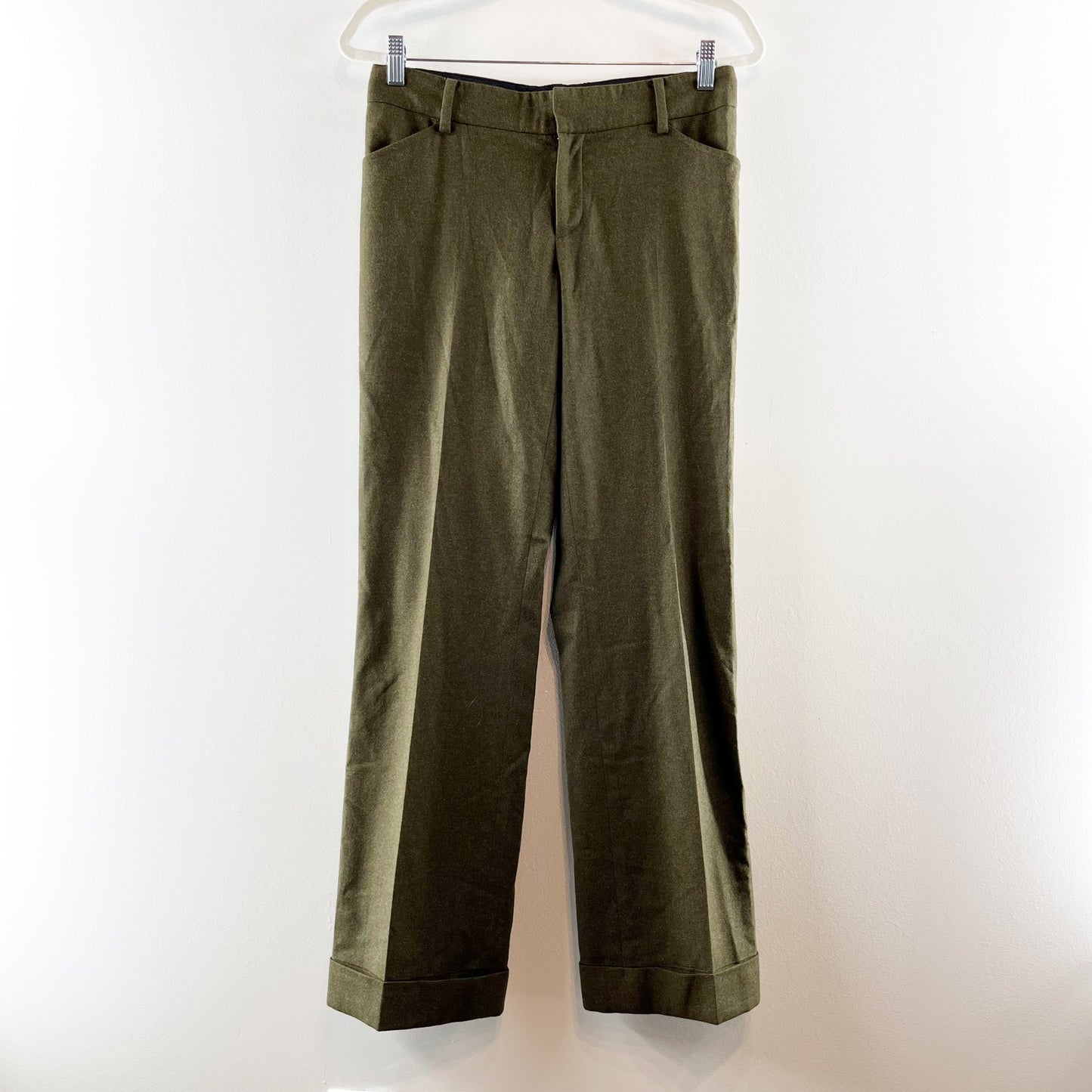 Ralph Lauren Mid Rise Wool Blend Cuffed Trouser Dress Pants Green 8