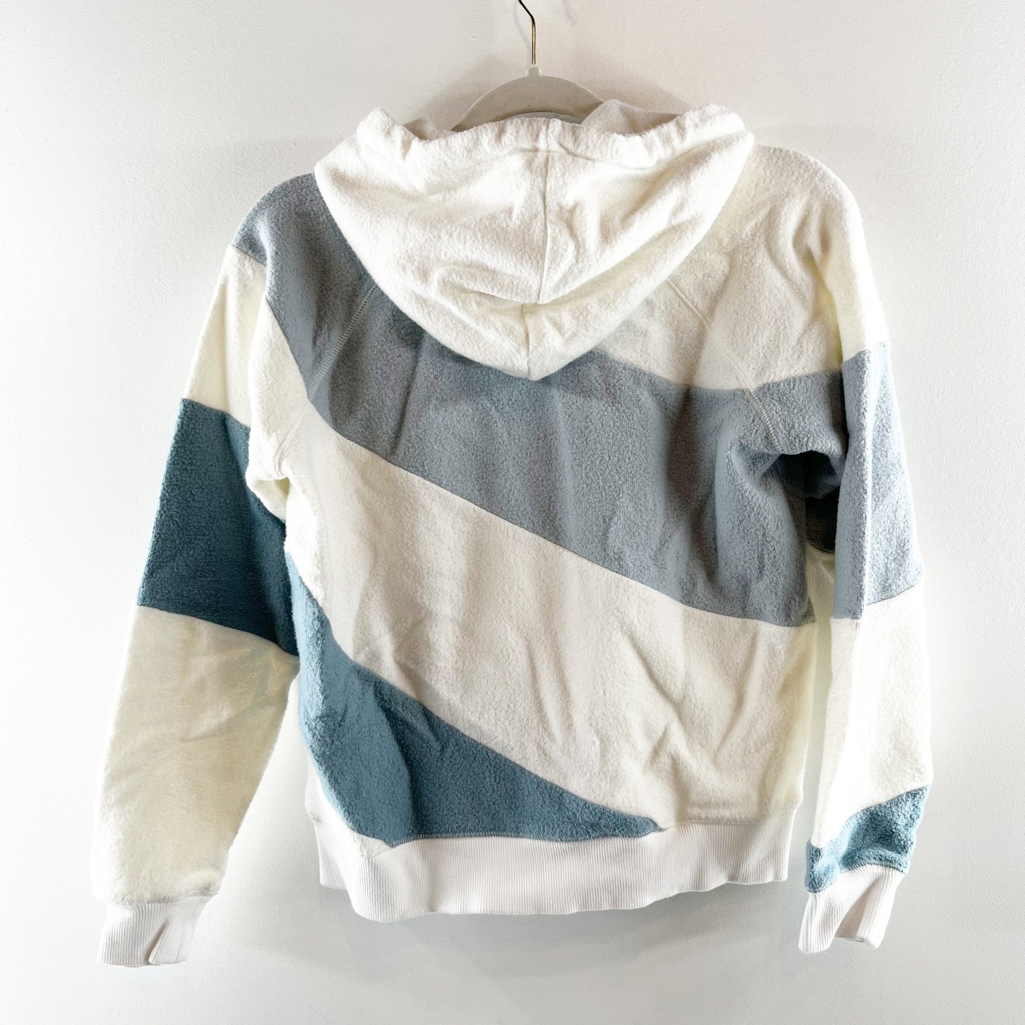 Faherty Ripple Stripe Long Sleeve Hoodie Sea Breeze Blue White Small