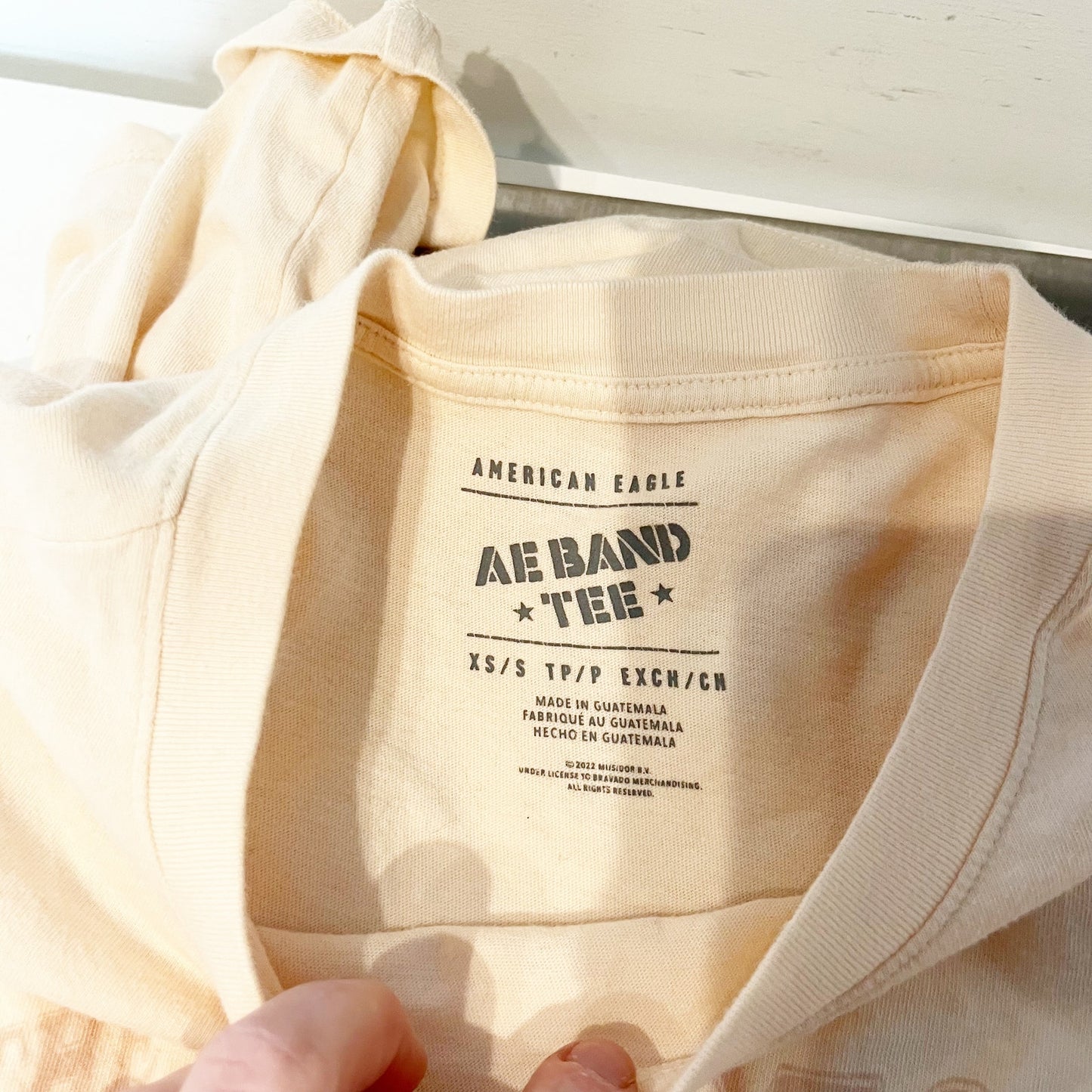 American Eagle Rolling Stones Short Sleeve Band Tee Shirt Peach Pink XS / S