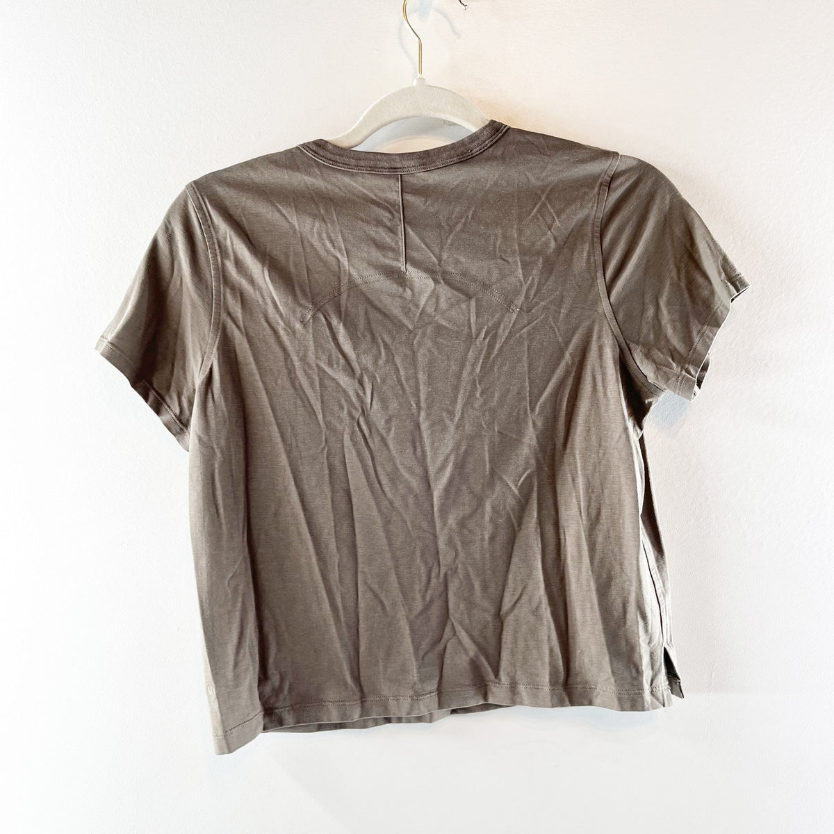 Lululemon All Yours Organic Cotton Cropped Short Sleeve Tee Shirt Top Gray Sage