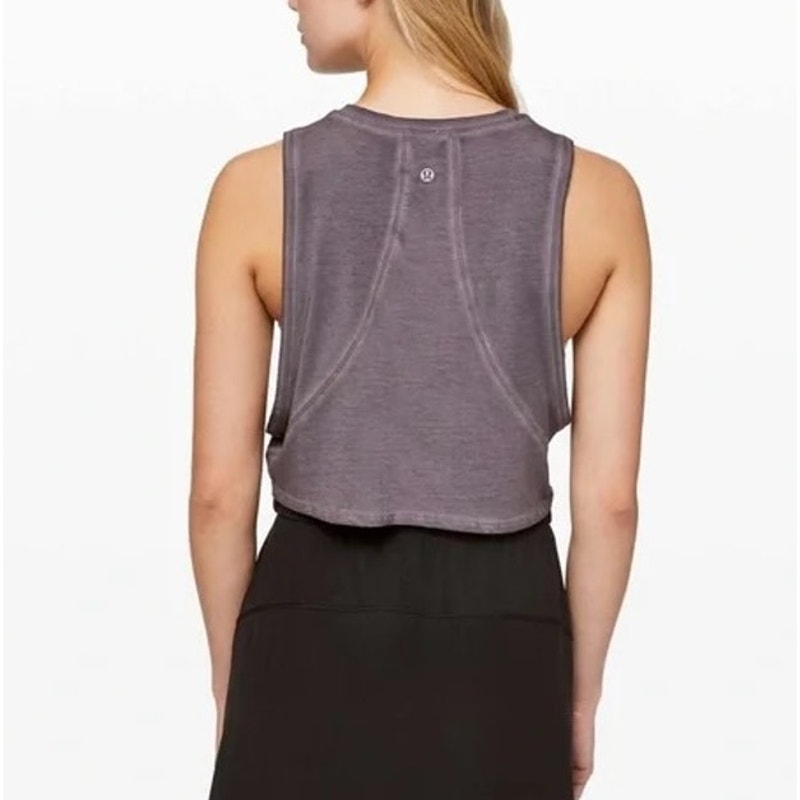 Lululemon Cropped Burnout Muscle Tank Top Gray Medium