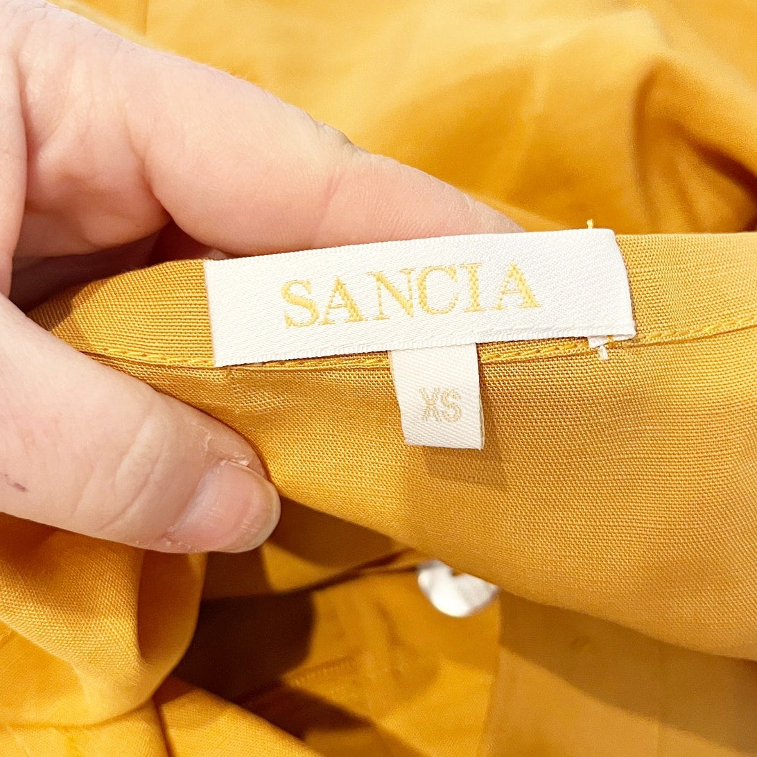 Sancia Linen Blend Cropped Wide Leg Jumpsuit Yellow XS