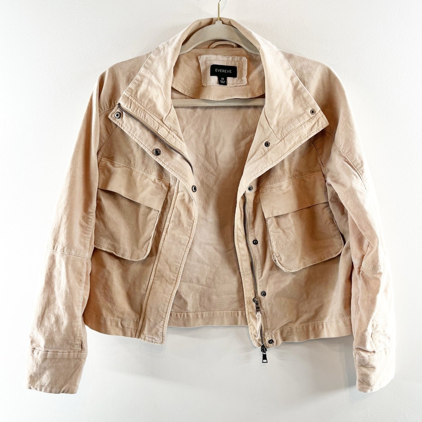 Evereve Corduroy Camp Utility Jacket Tan Beige XS