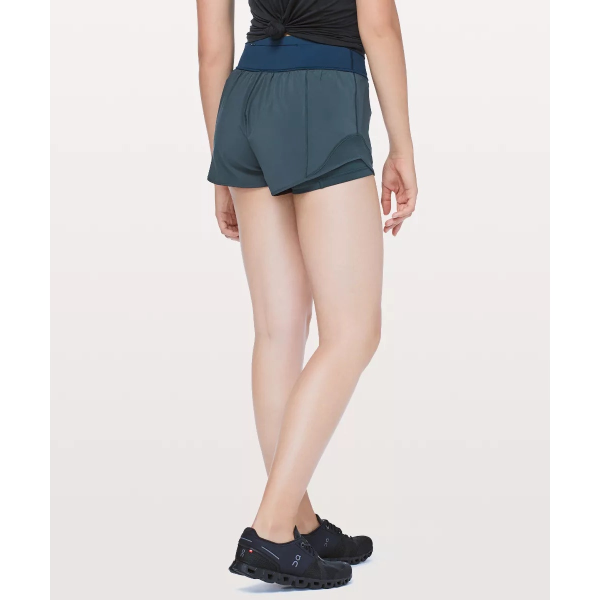 Lululemon Athletica Hotty Hot Two-in-One Running Short Teal Green Blue 6