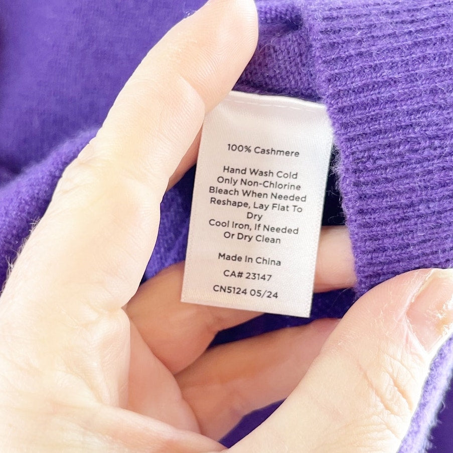 Talbots Long Sleeve V Neck Cashmere Pullover Sweater Purple XL Petite