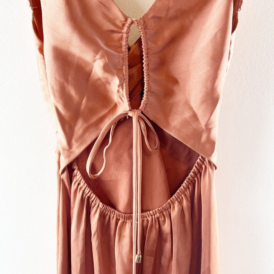 Hello Molly Piece Of Your Love Satin Maxi Dress Rust Coral Peach Pink 2