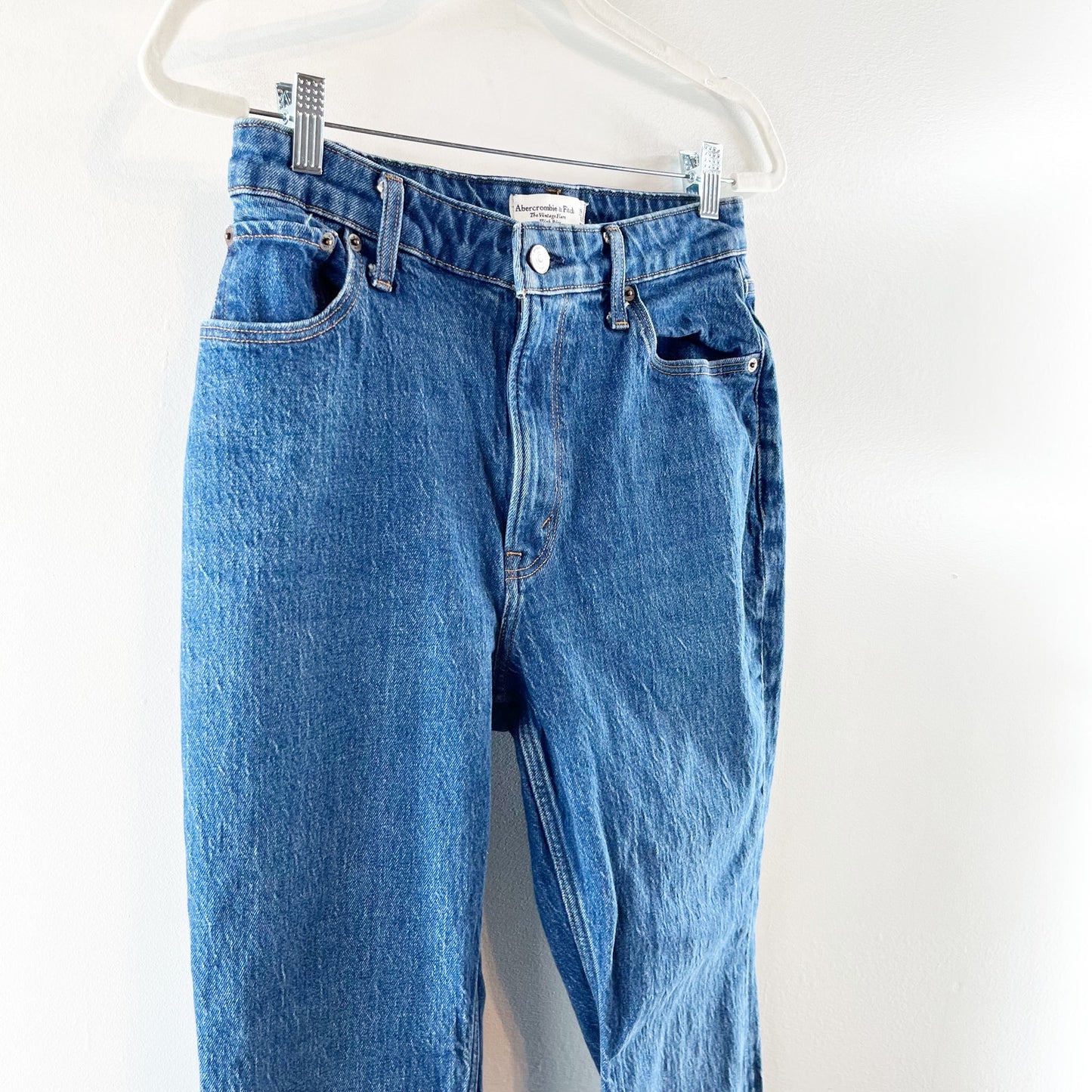 Abercrombie High Rise Vintage Flare Jeans Curve Love Dark Wash Blue 8 Short
