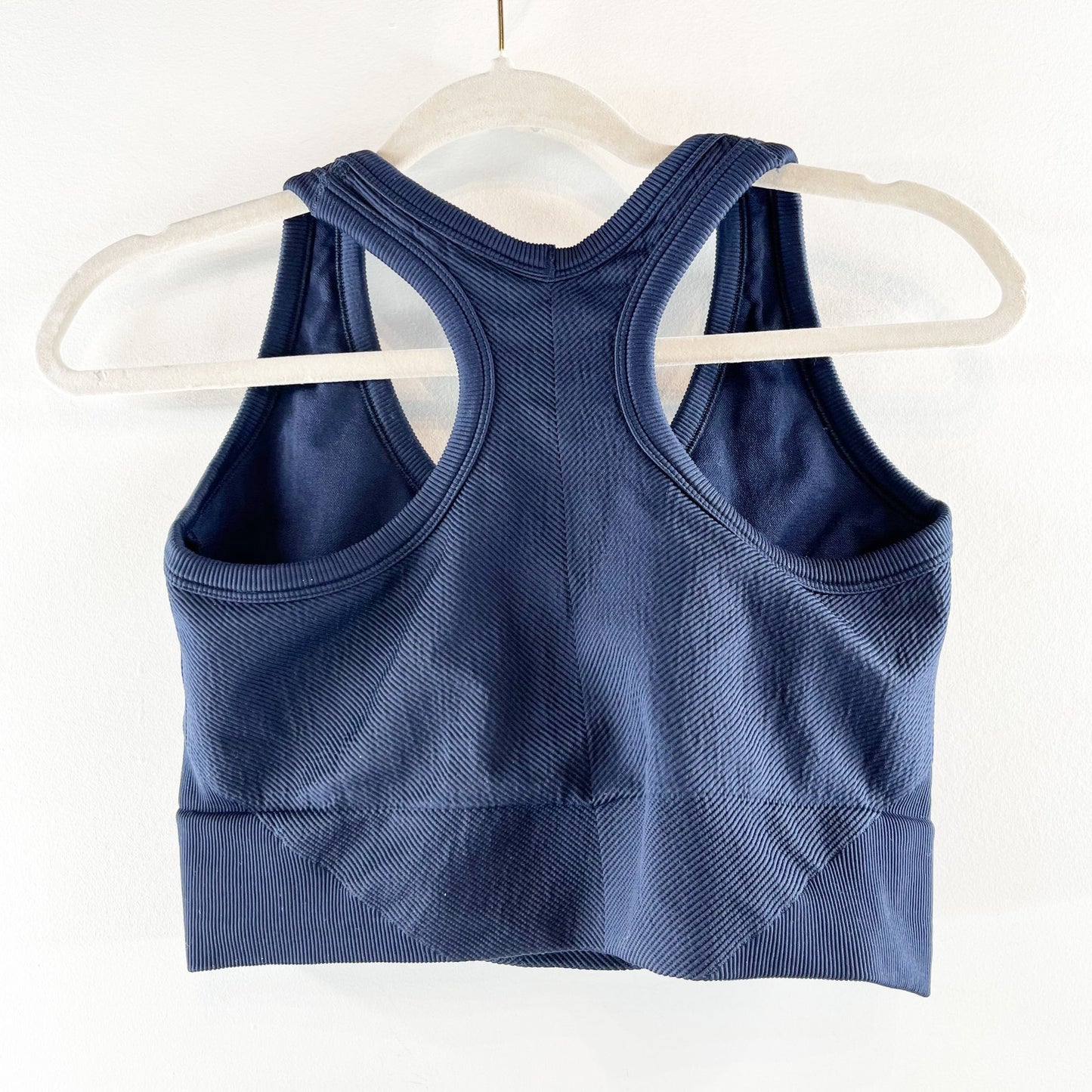 SPANX Look At Me Now Racerback Textured Longline Sports Bra Navy Blue 1X