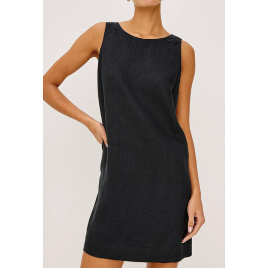 Rails Lindsey Linen Sleeveless Mini Shift Dress Black Medium