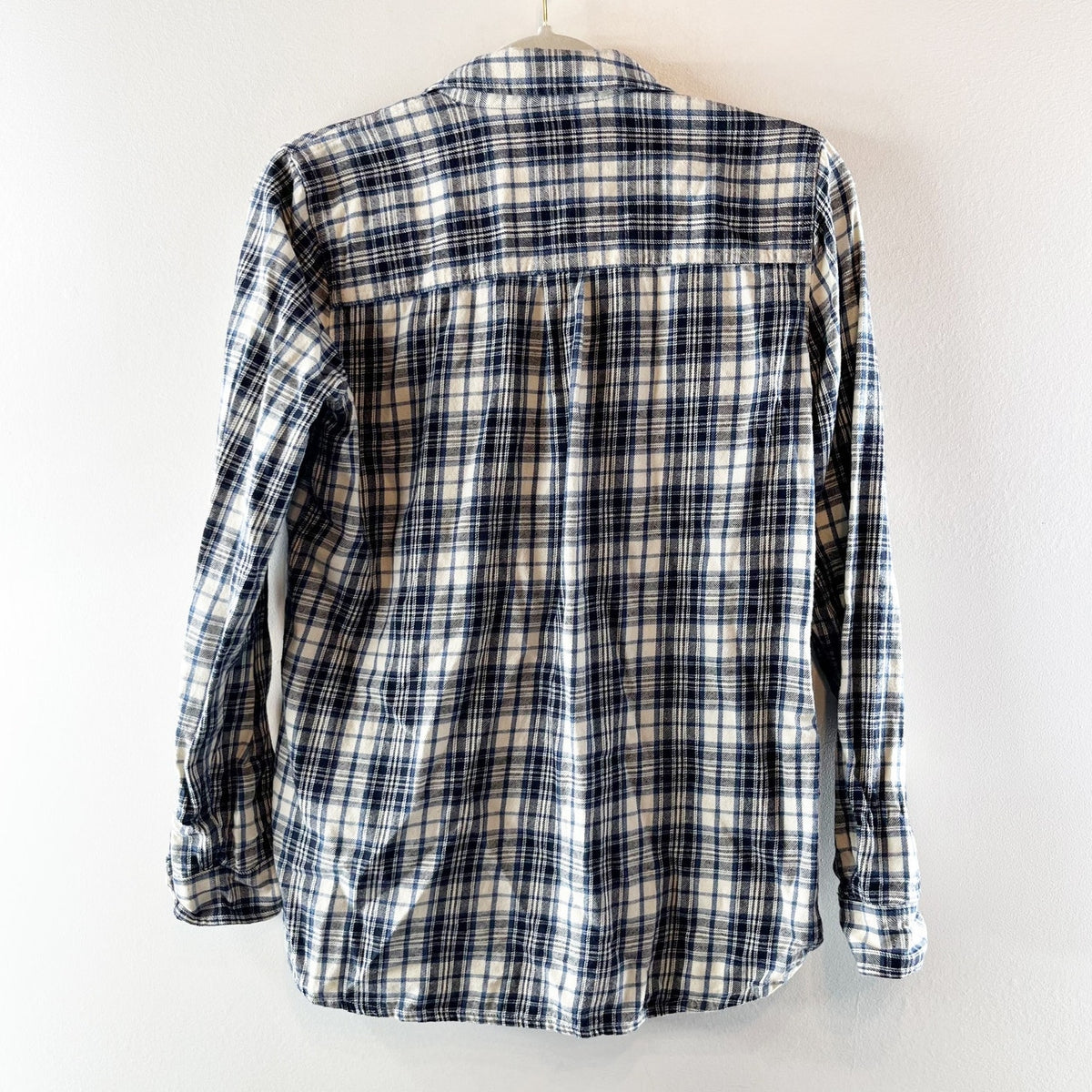 Madewell Lawton Plaid Button Up Boyfriend Long Sleeve Flannel Shirt Blue Medium