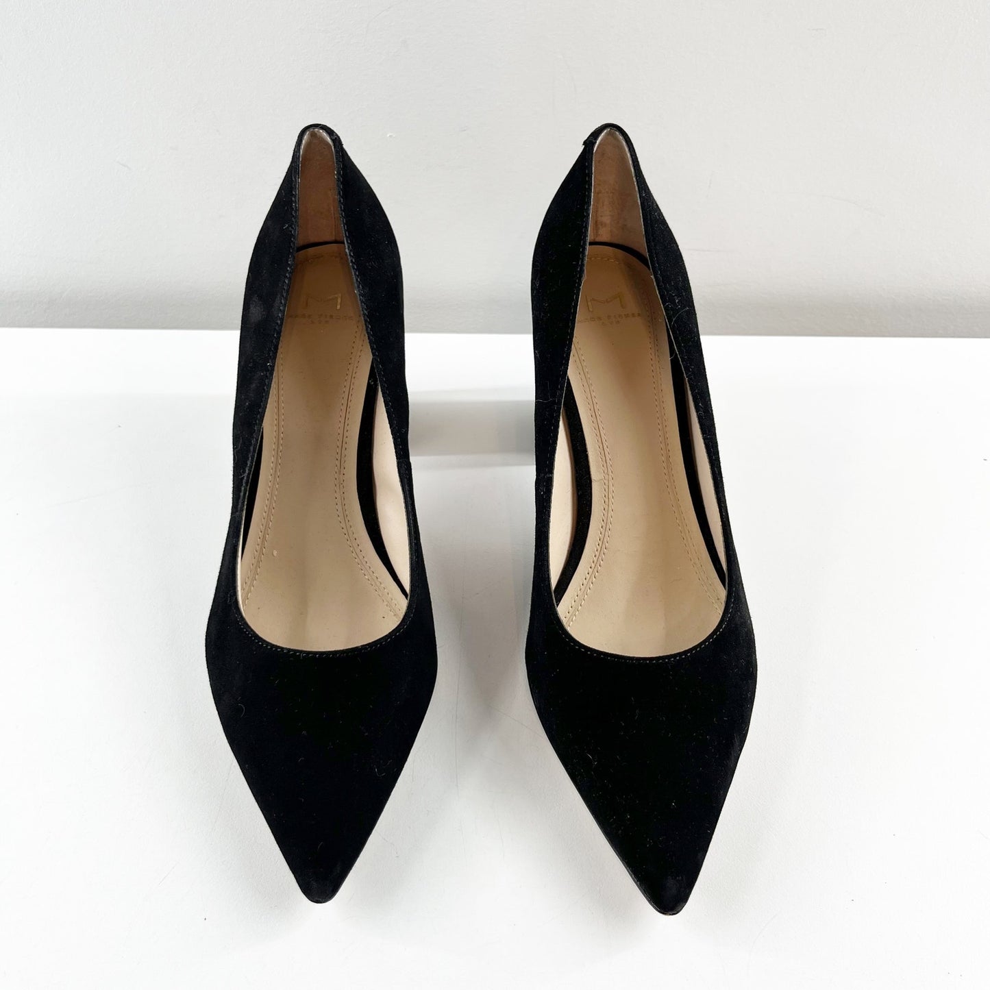 Marc Fisher Zala Pointed Toe Suede Block Heel Pumps Black 7
