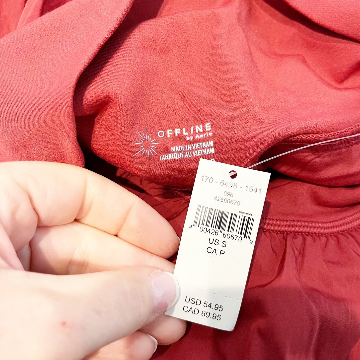 Aerie Offline Real Me Bubble Mini Skort Skirt Summer Burgundy Red Small