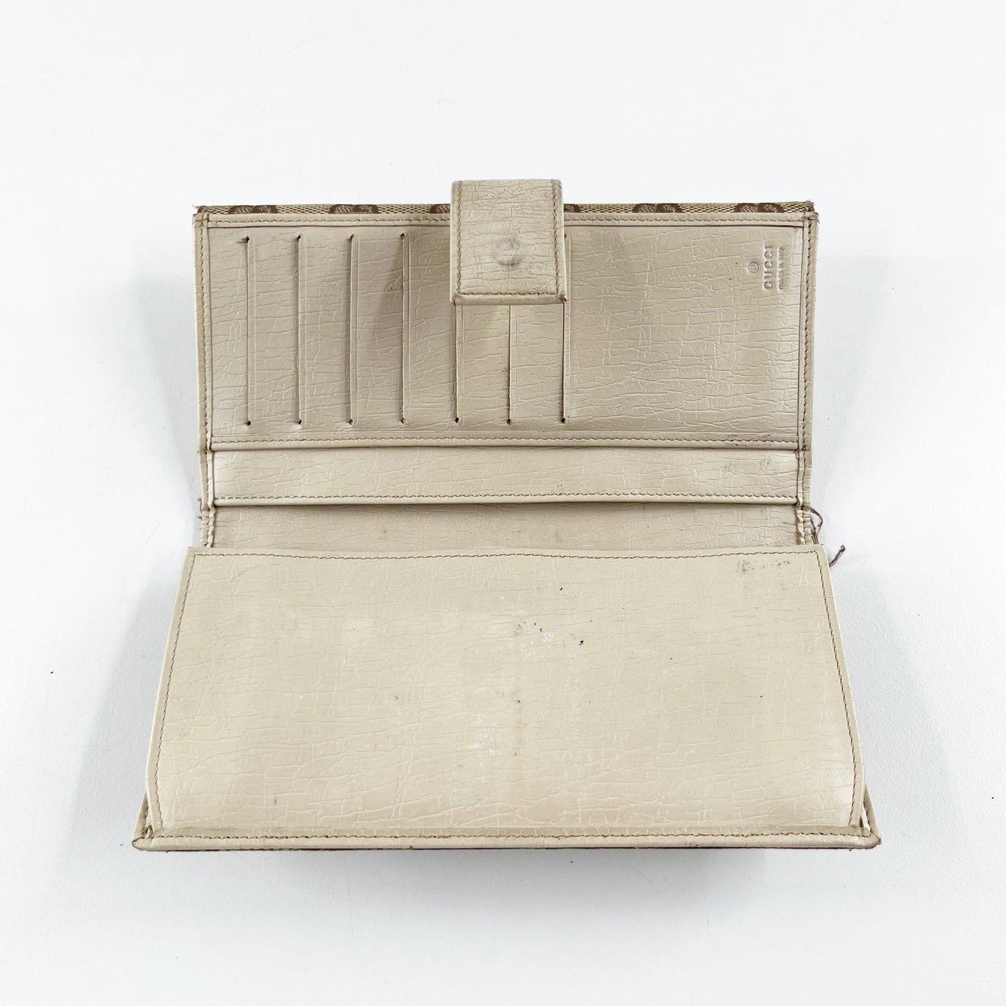 Gucci GG Web Hasler Continental Canvas Horsebit Wallet Tan Beige