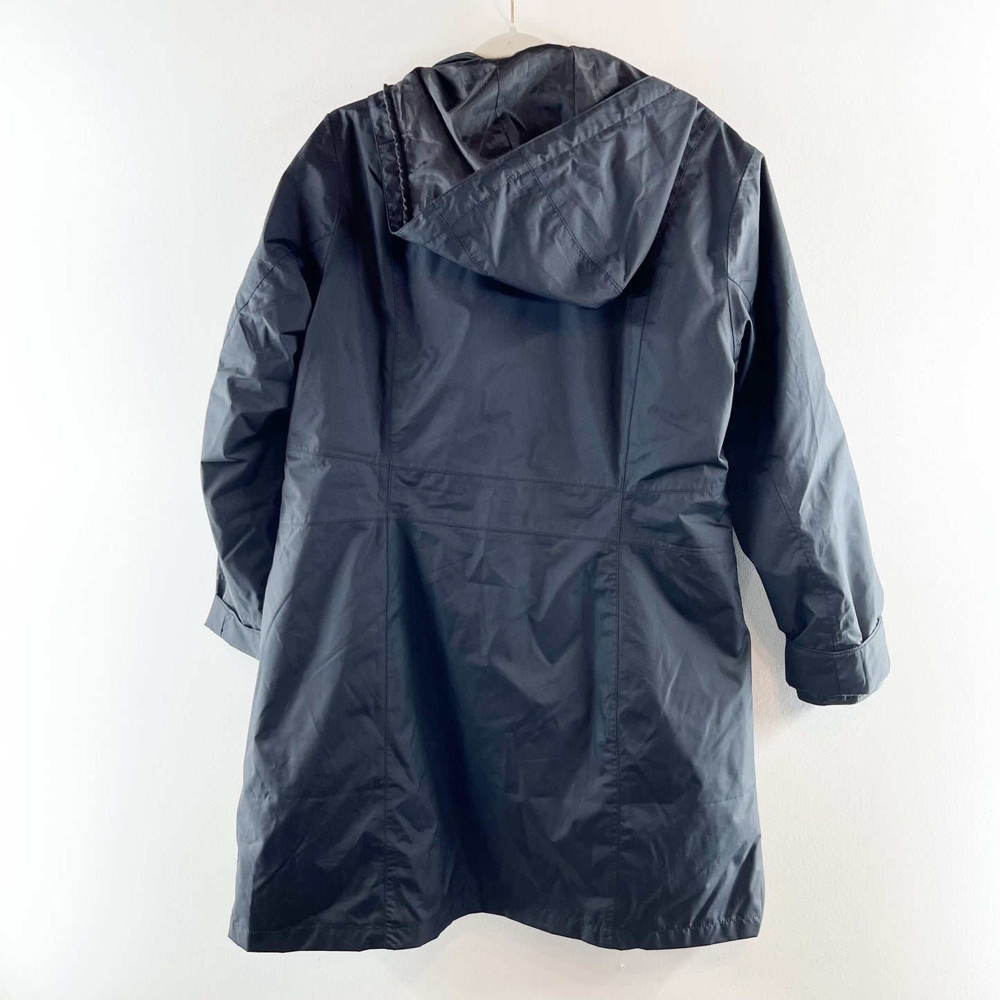 Eddie Bauer Long Sleeve Lined Full Zip Hooded Rain Coat Jacket Parka Black XL