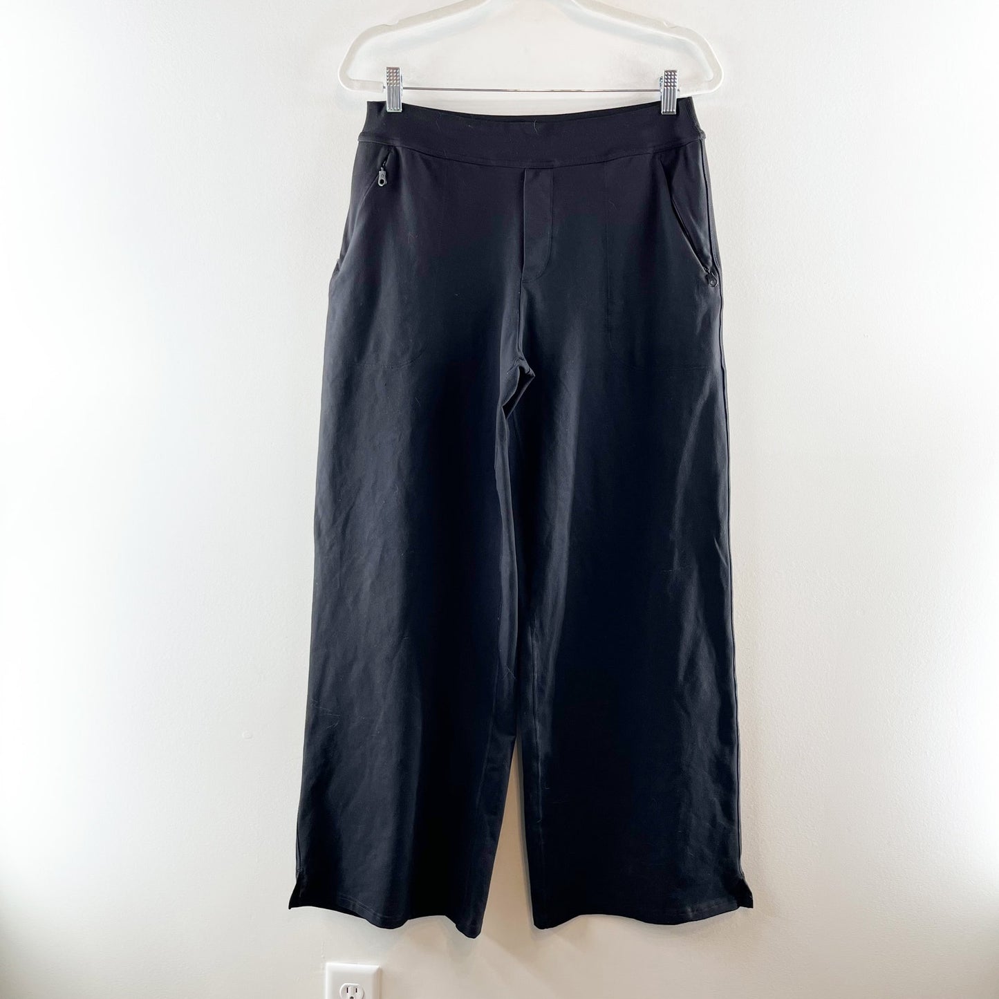 Aerie Offline The Hugger High Rise Wide Leg Trouser Pants Black Large