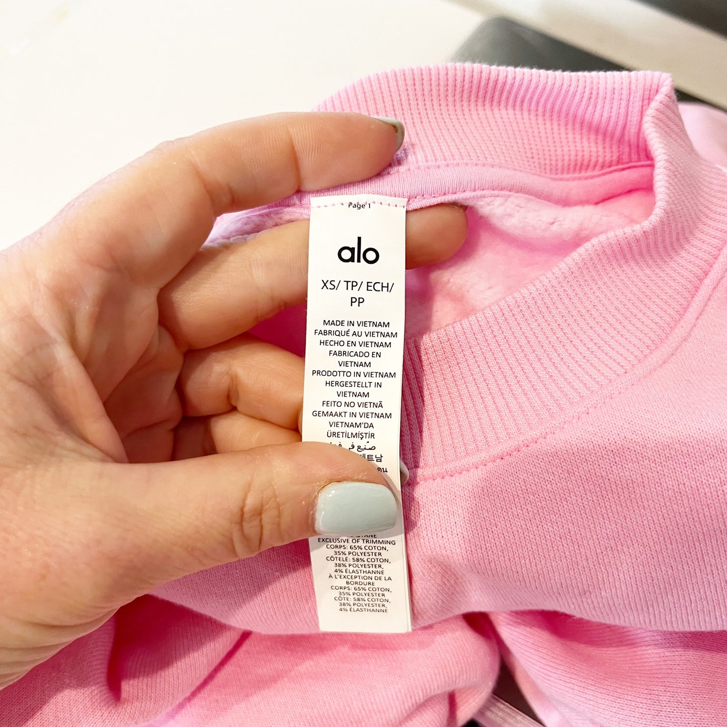 Alo Cropped Accolade Crewneck Sweatshirt Sweet Pink XS