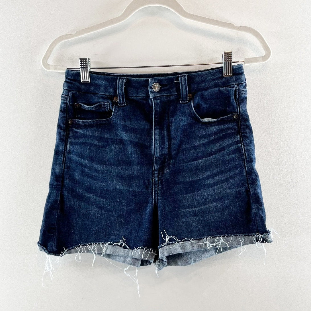 American Eagle Curvy Super High Rise Shortie Jean Denim Shorts Blue 8