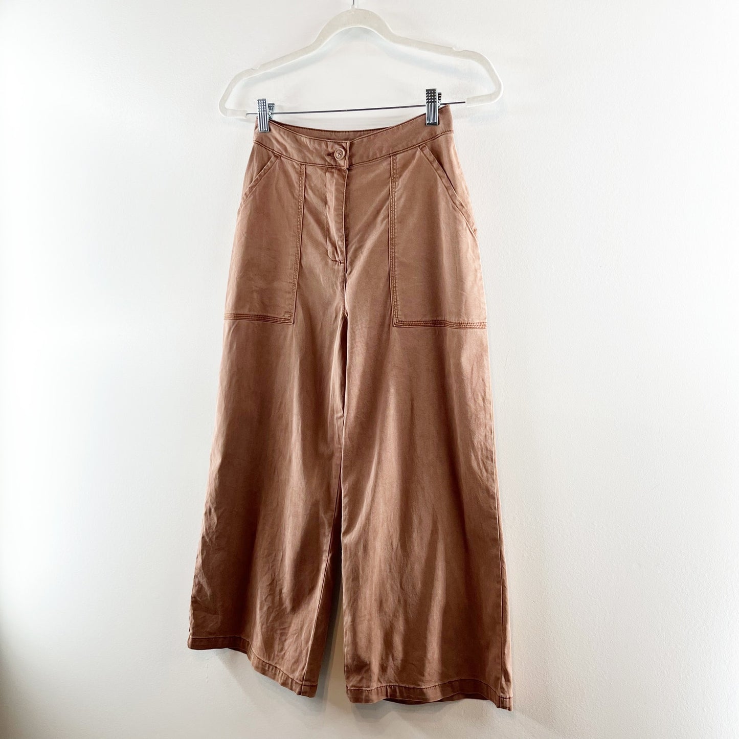 Splendid Evereve Margaret Cropped Wide Leg Trouser Pants Chocolate Brown XS