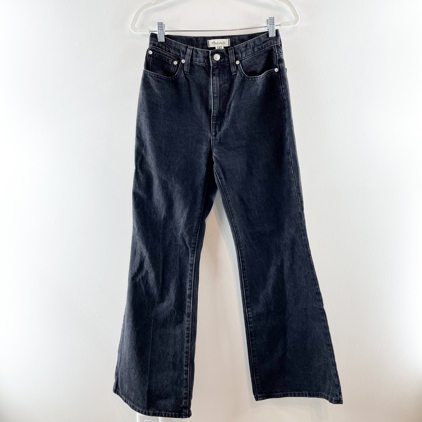 Madewell High Rise Baggy Flare Jeans in Lunar Wash Black 25