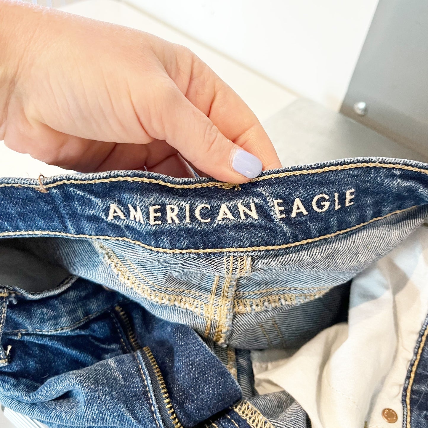 American Eagle Outfitters Highest Rise 90's Denim Boyfriend Shorts Blue 4