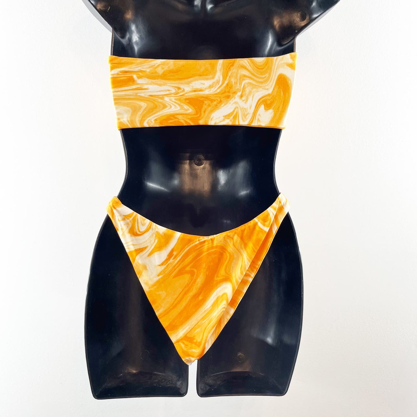 Naked Wardrobe Bandeau High Cut Cheeky Bikini Swimsuit Creamsicle Orange Medium