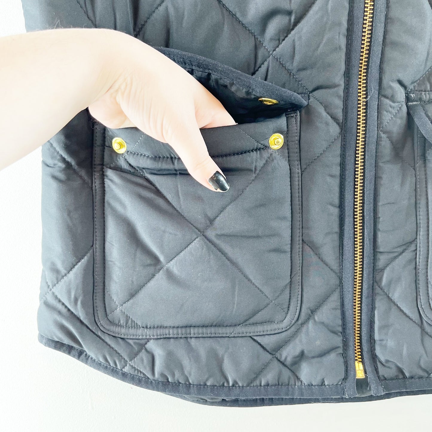 j. Crew Quilted Full Zip Puffer Vest Black Small