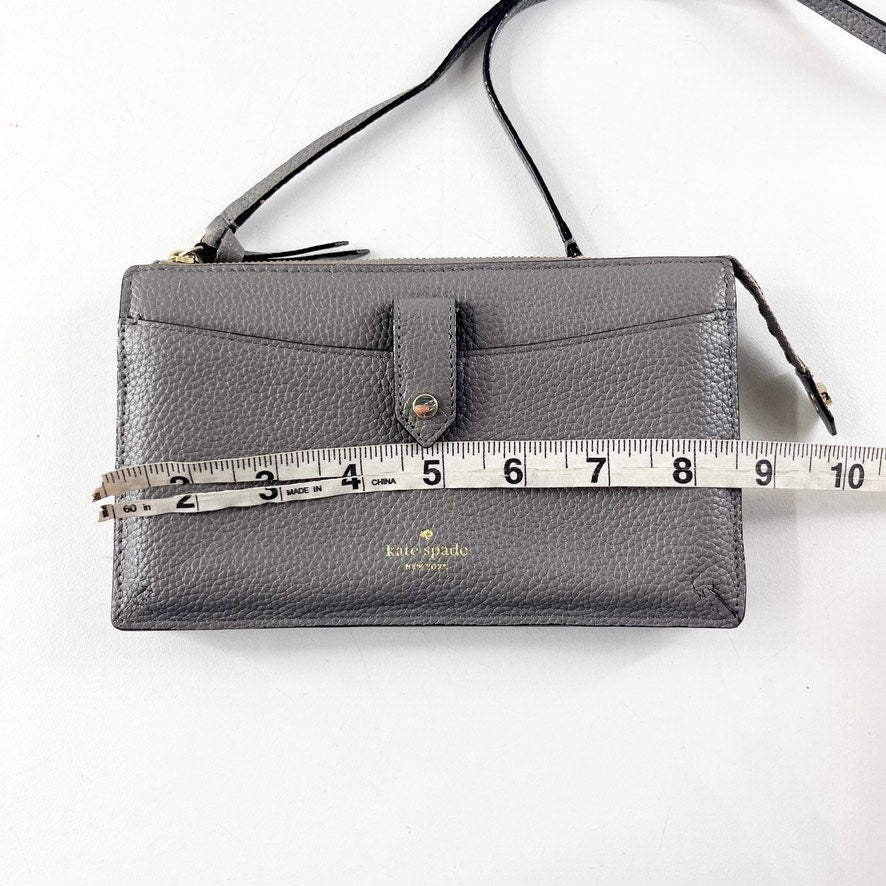 Kate Spade Jackson Small Tab Leather Crossbody Bag Purse Gray