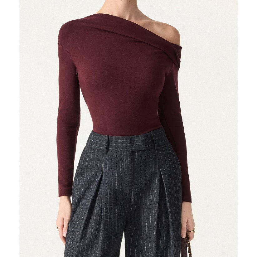 OGL Litewarm Convertible Neck Off Shoulder Long Sleeve Top Built In Bra Ruby S