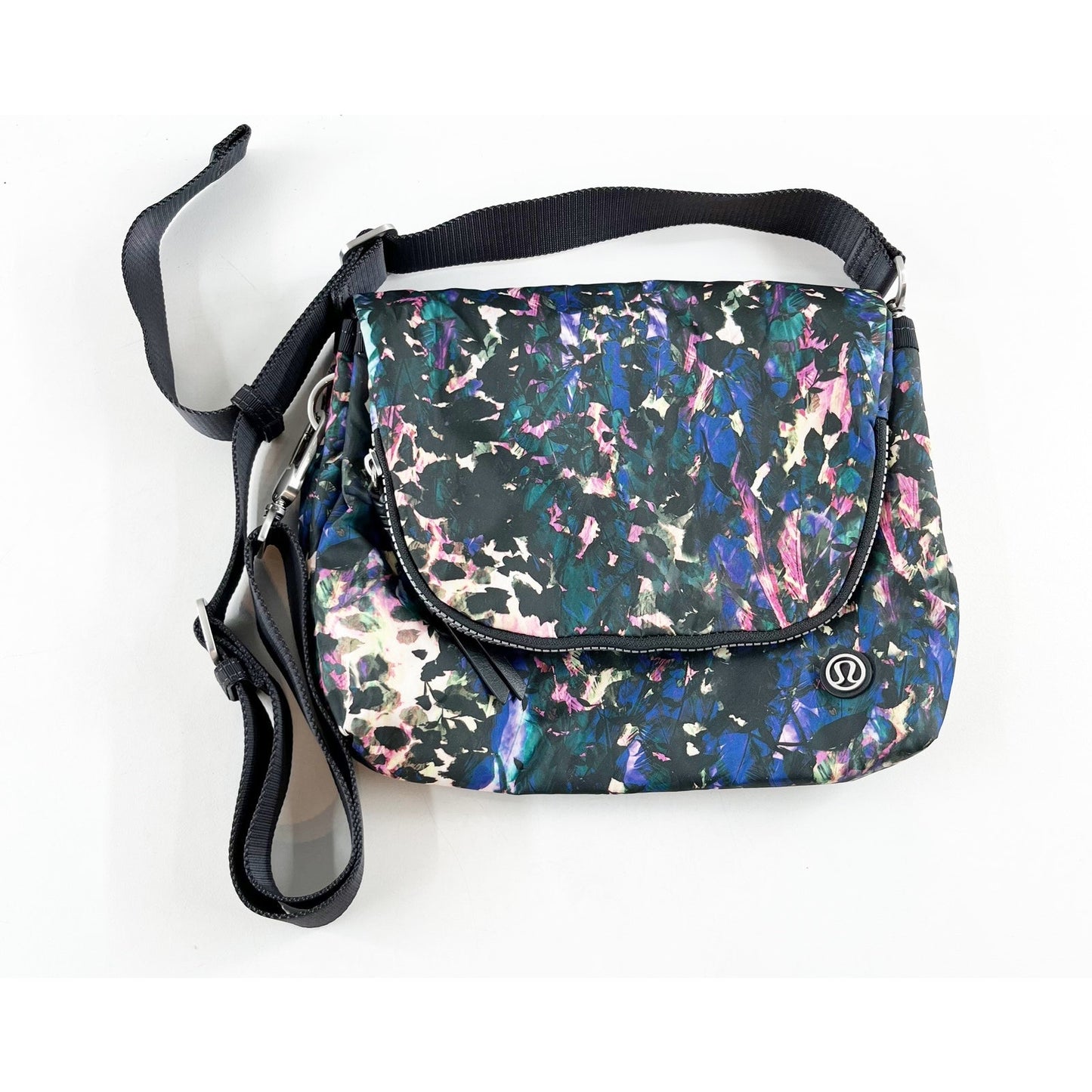 Lululemon Party Om Floral Backdrop Crossbody Waist Bag Black Multi Deep Coal