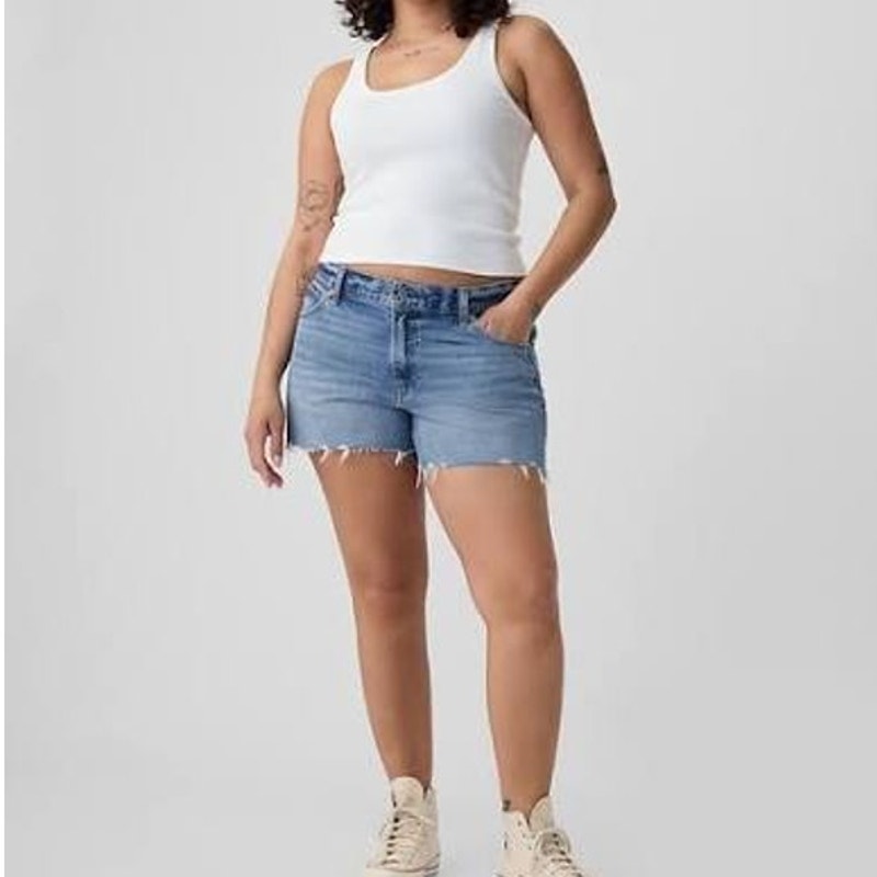 Gap Low Stride Frayed Hem Denim Cut-Off Jean Shorts Medium Indigo 27 Petie
