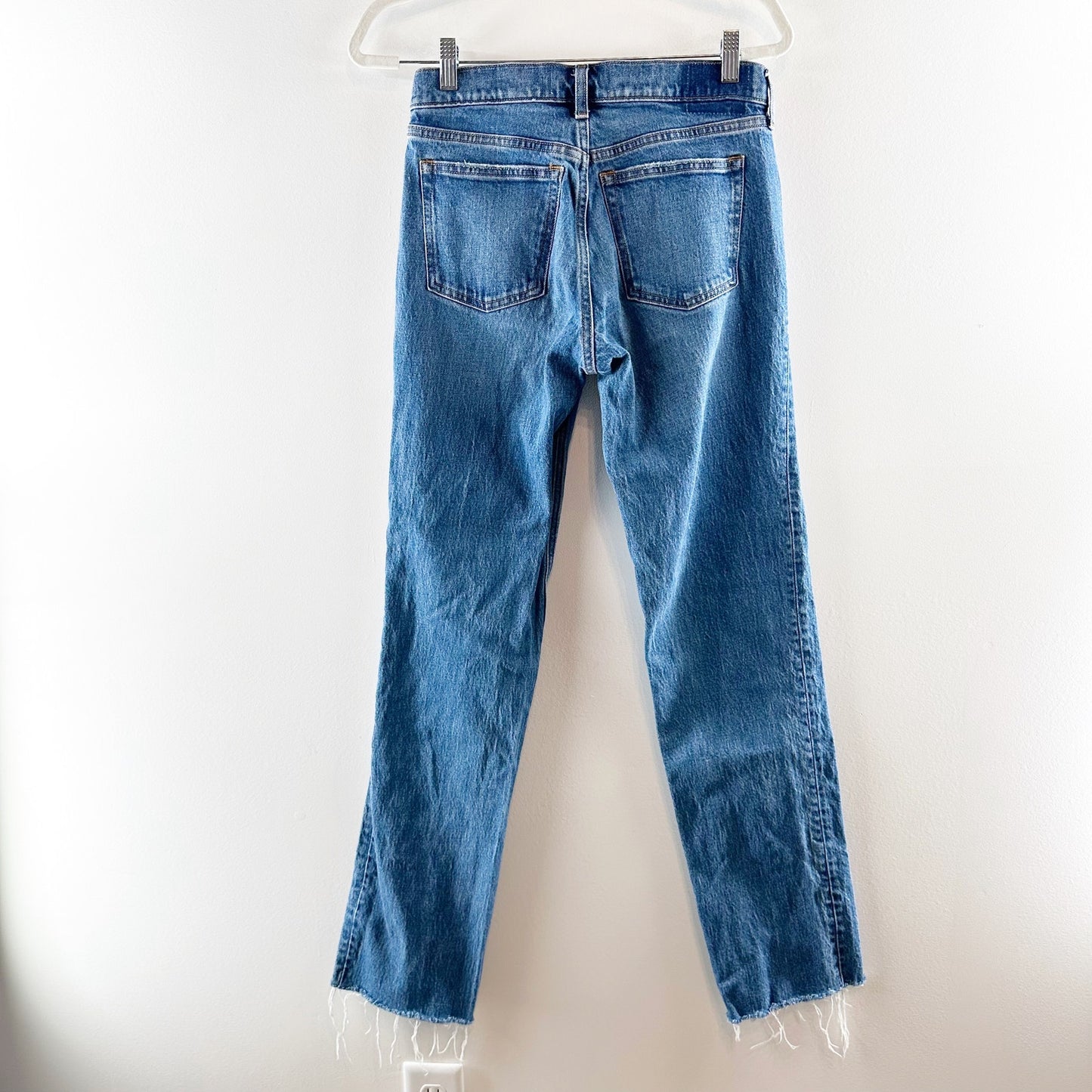 Abercrombie & Fitch '90's Straight Mid Rise Straight Leg Raw Hem Jeans Blue 2 L