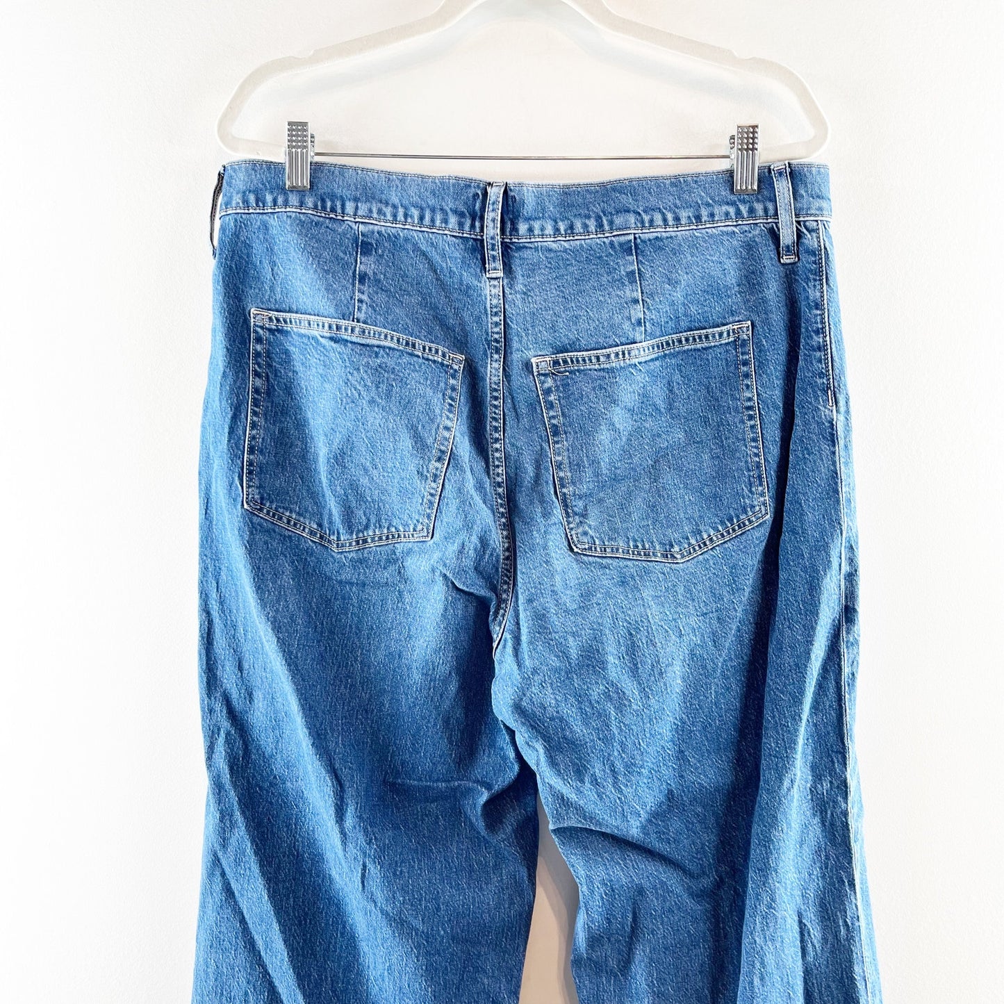 J. Crew Full Length High Rise Wide Leg Patch Pocket Jeans Blue 32 / 14