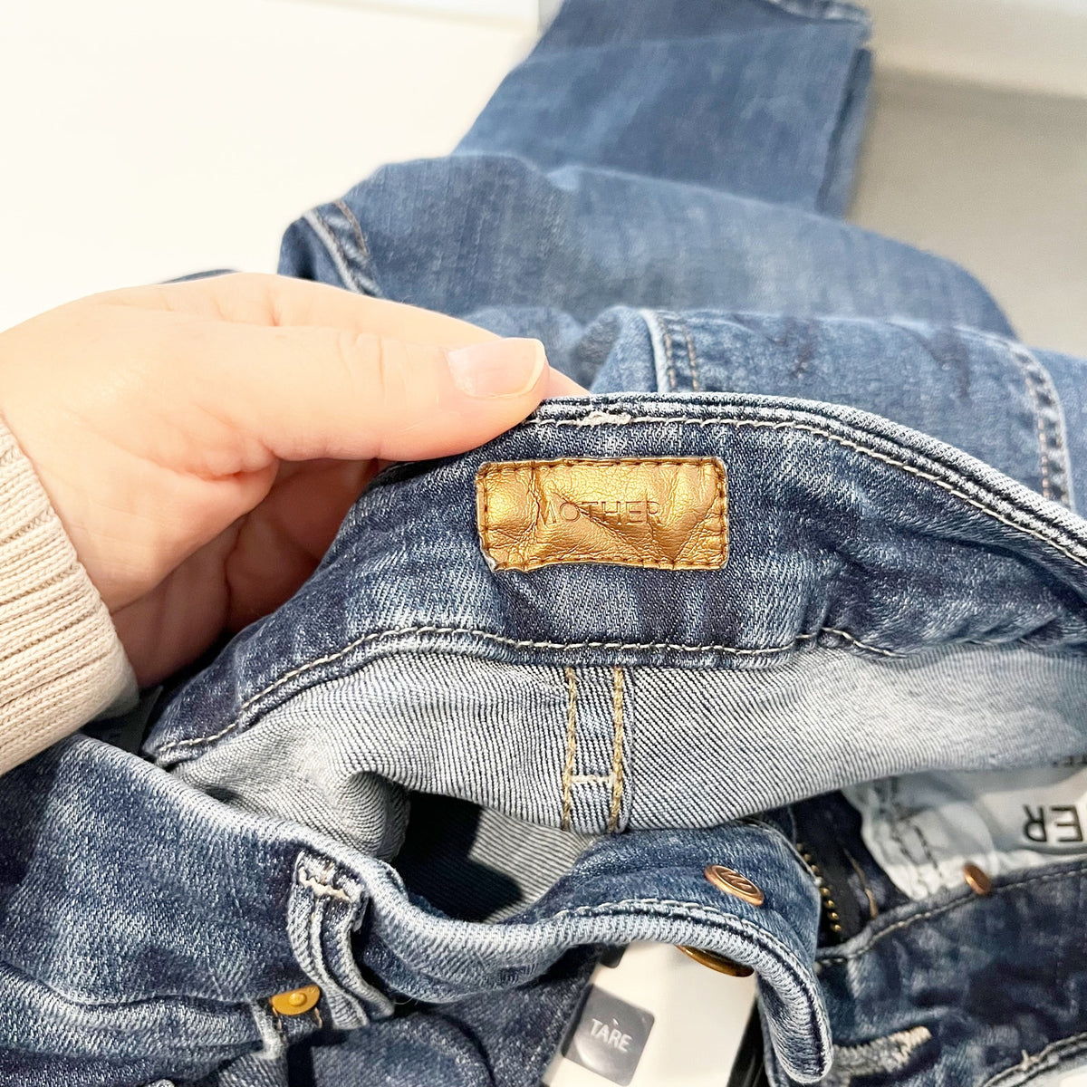 Mother High Waisted Looker Jeans Teaming Up Dark Wash Blue 25