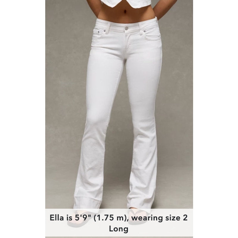 American Eagle Outfitters Super Low Rise Kick Bootcut Jeans White 4 Long