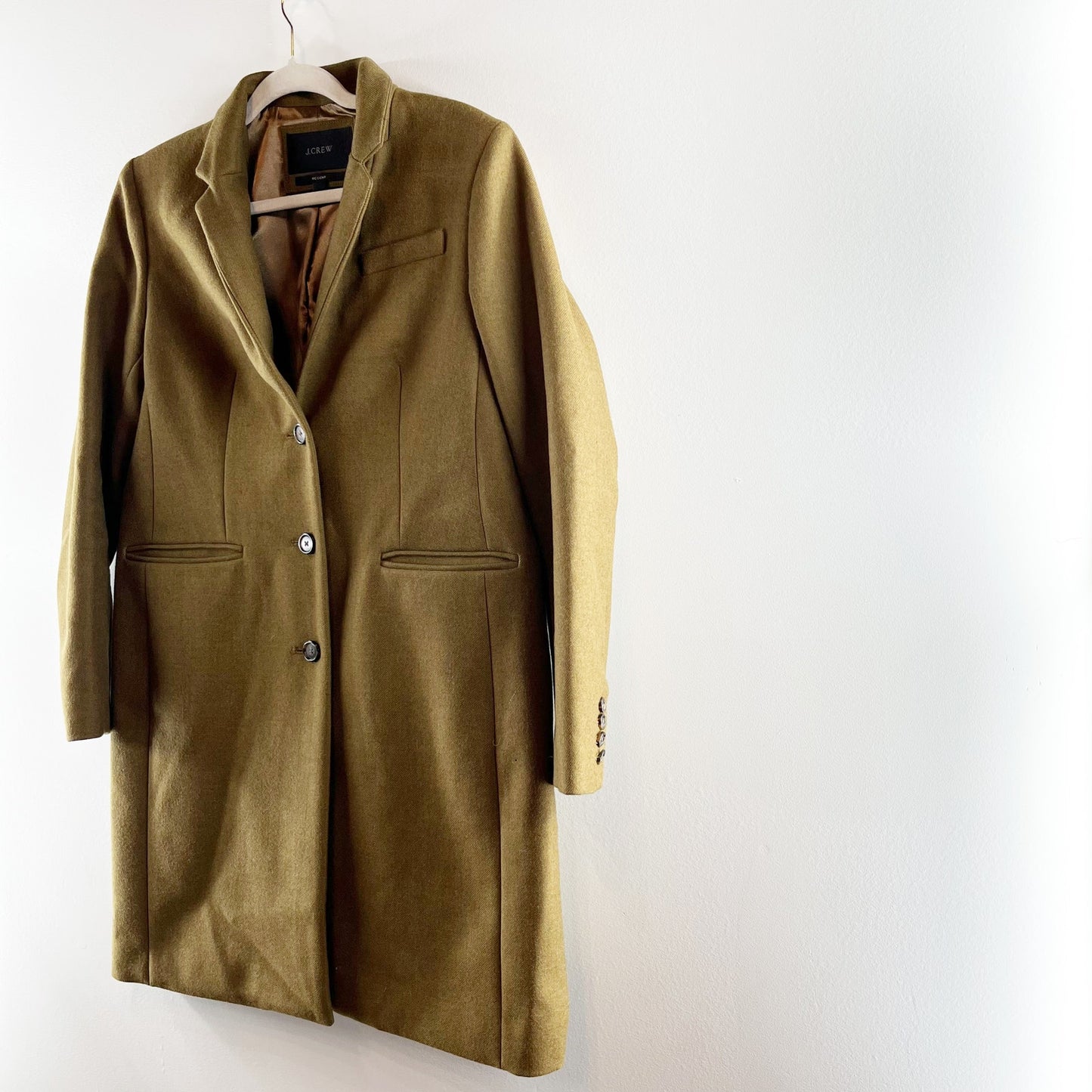 J. Crew Regent Long Sleeve Stand Collar Single Breasted Topcoat Heather Olive 10