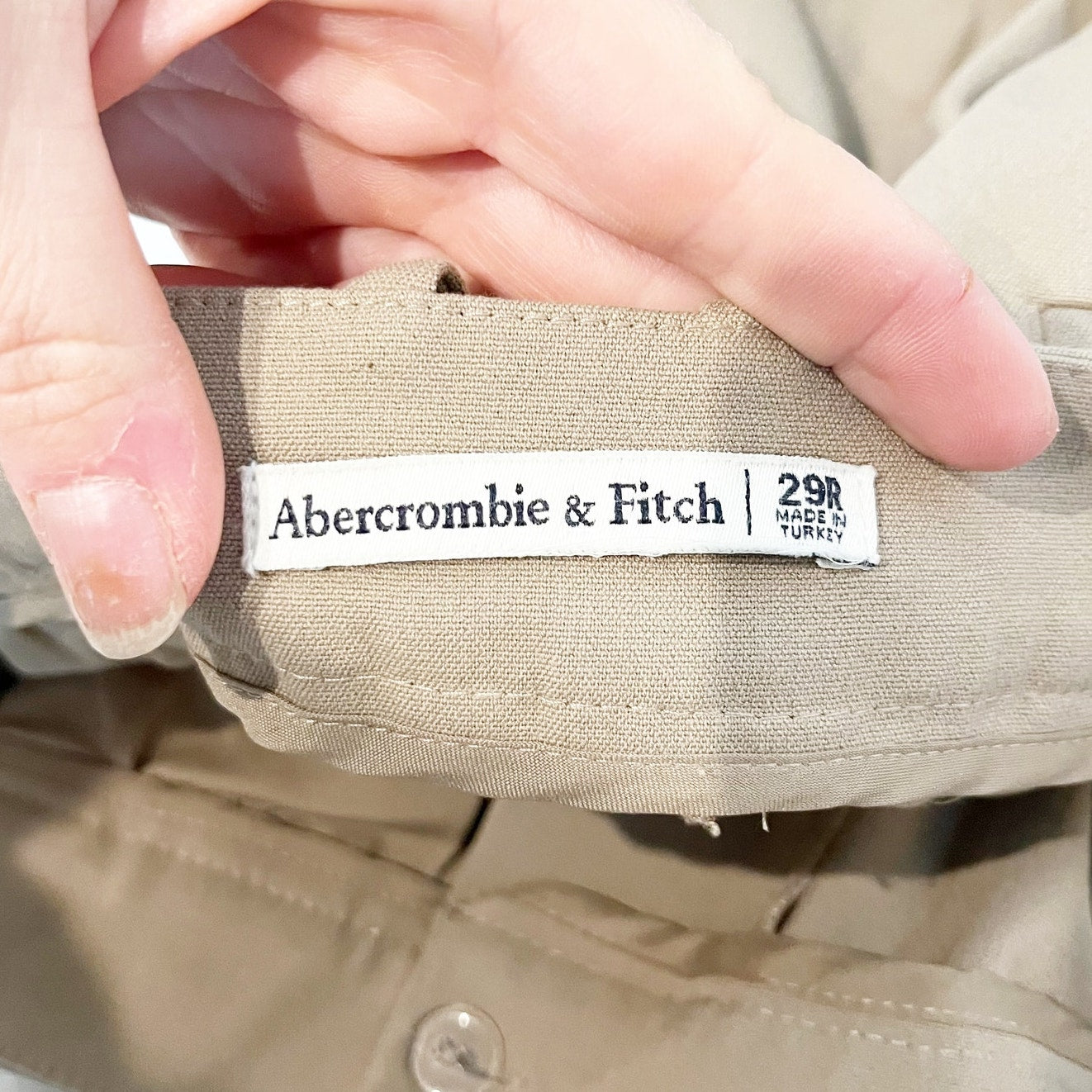 Abercrombie High Rise Sloane Trouser Tailored Wide Leg Pants Khaki Tan 29