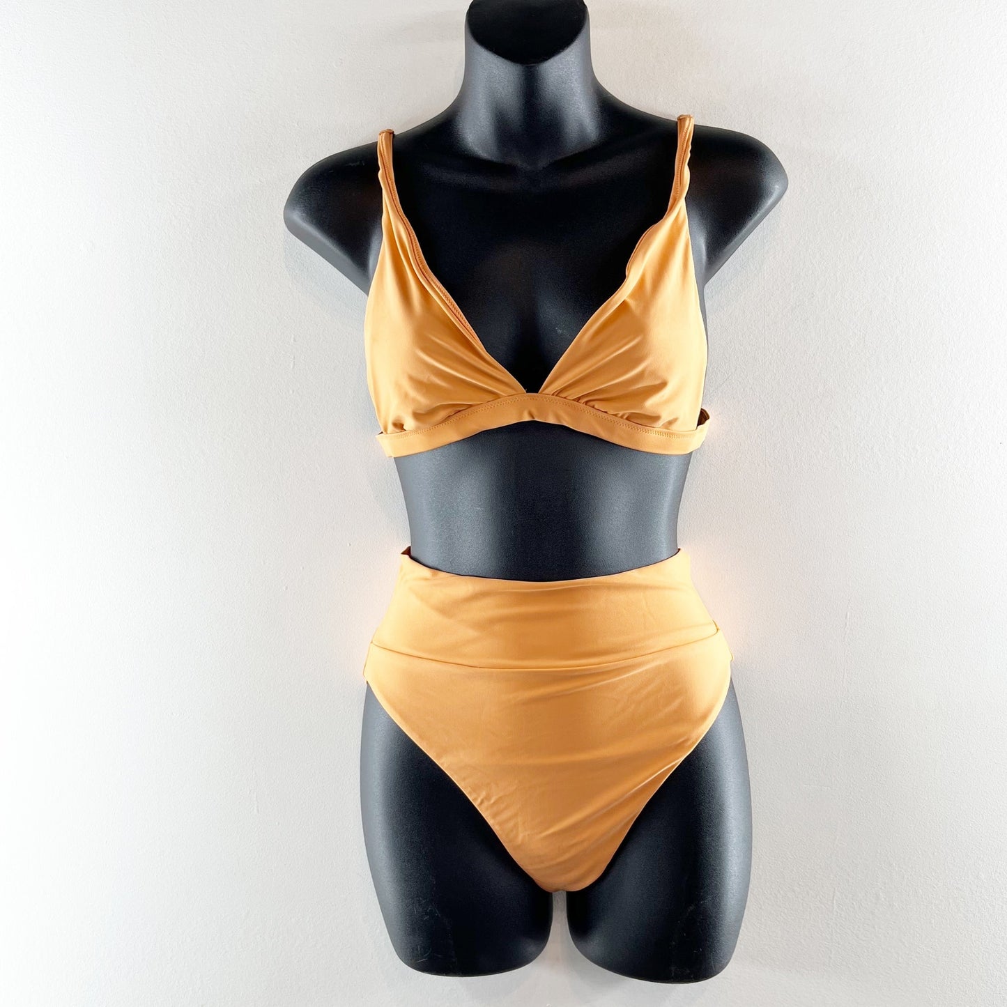 Aerie Triangle Top and High Cut Cheeky Bottoms Bikini Set Orange Small