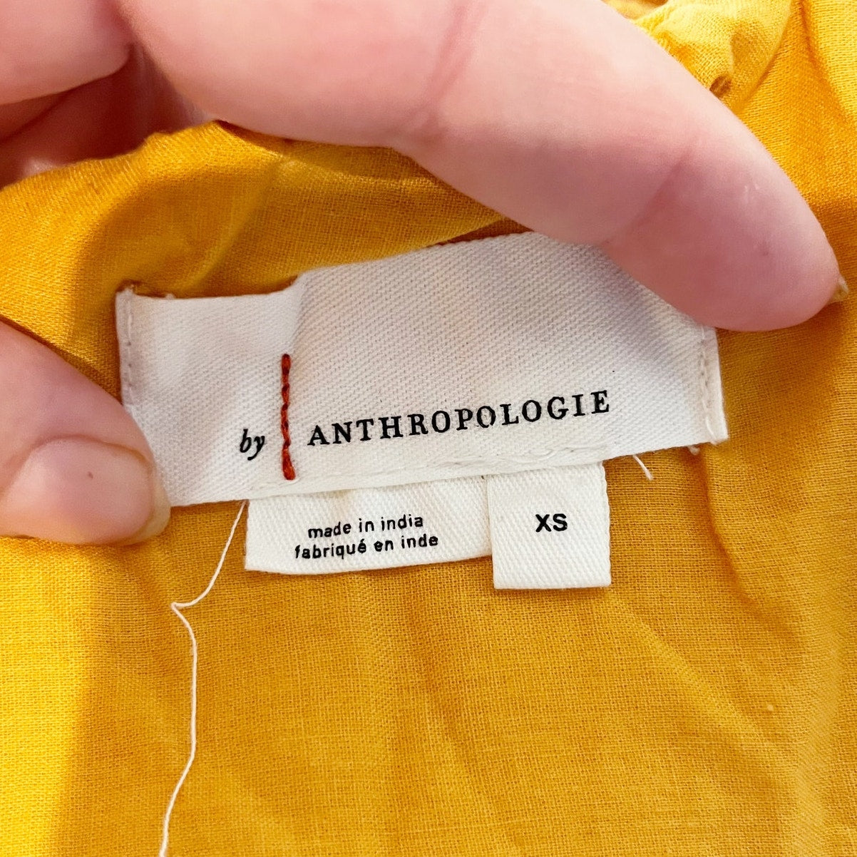 Anthropologie Tie Strap Embroidered Square Neck Tank Top Yellow XS