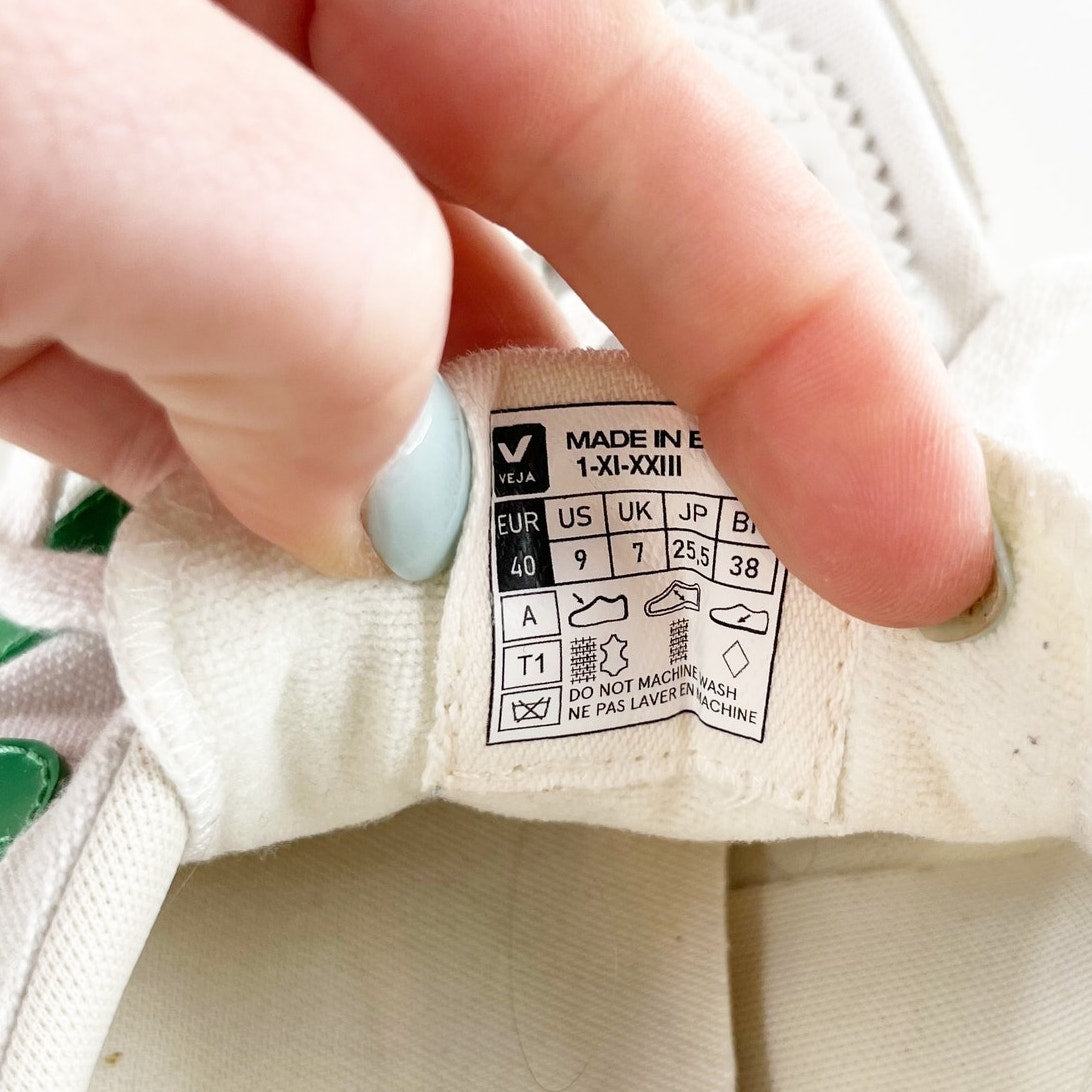 Veja Volley Suede Leather Low Top Canvas Sneakers White Emeraude Green 9