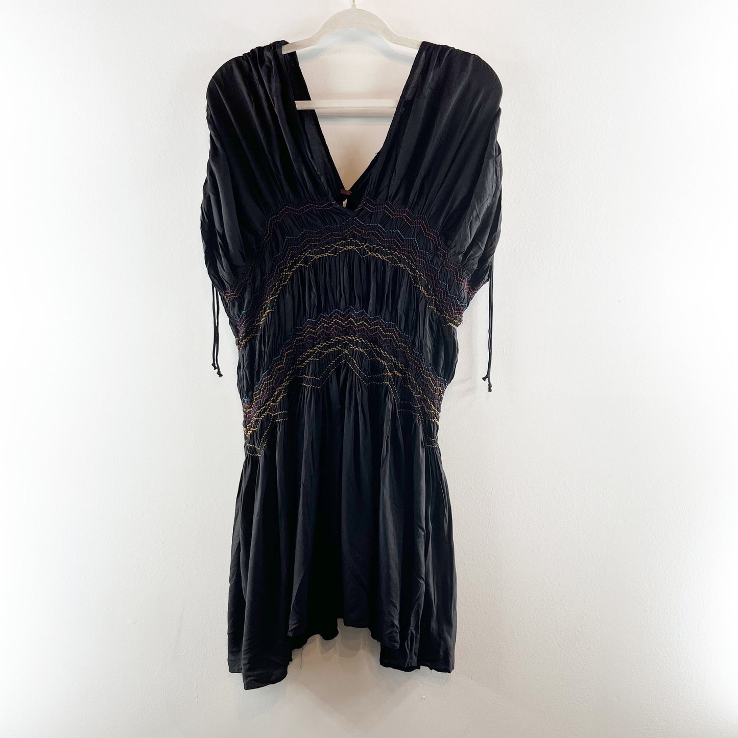 Free People Love On The Run Mini Short Sleeve Dress Black XS