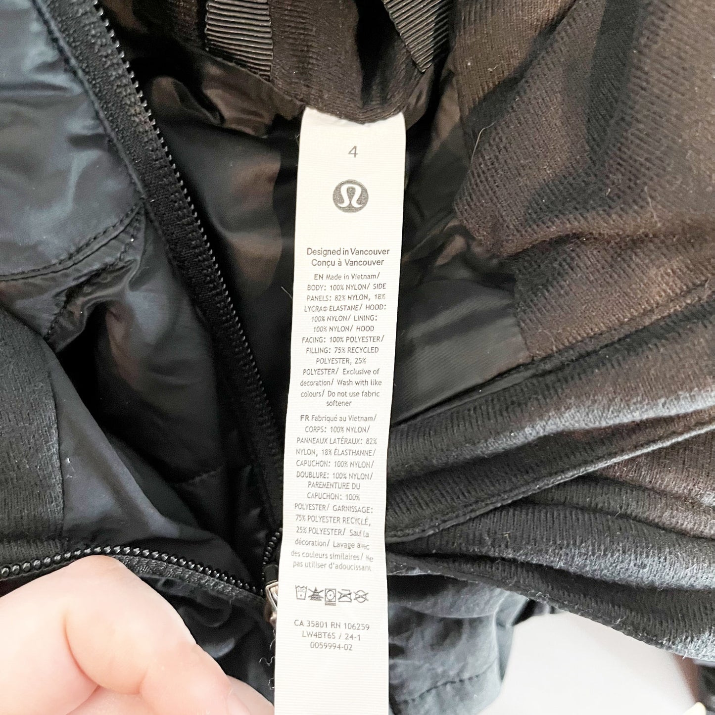 Lululemon Another Mile Full Zip Hooded Puffer Parka Jacket Black 4