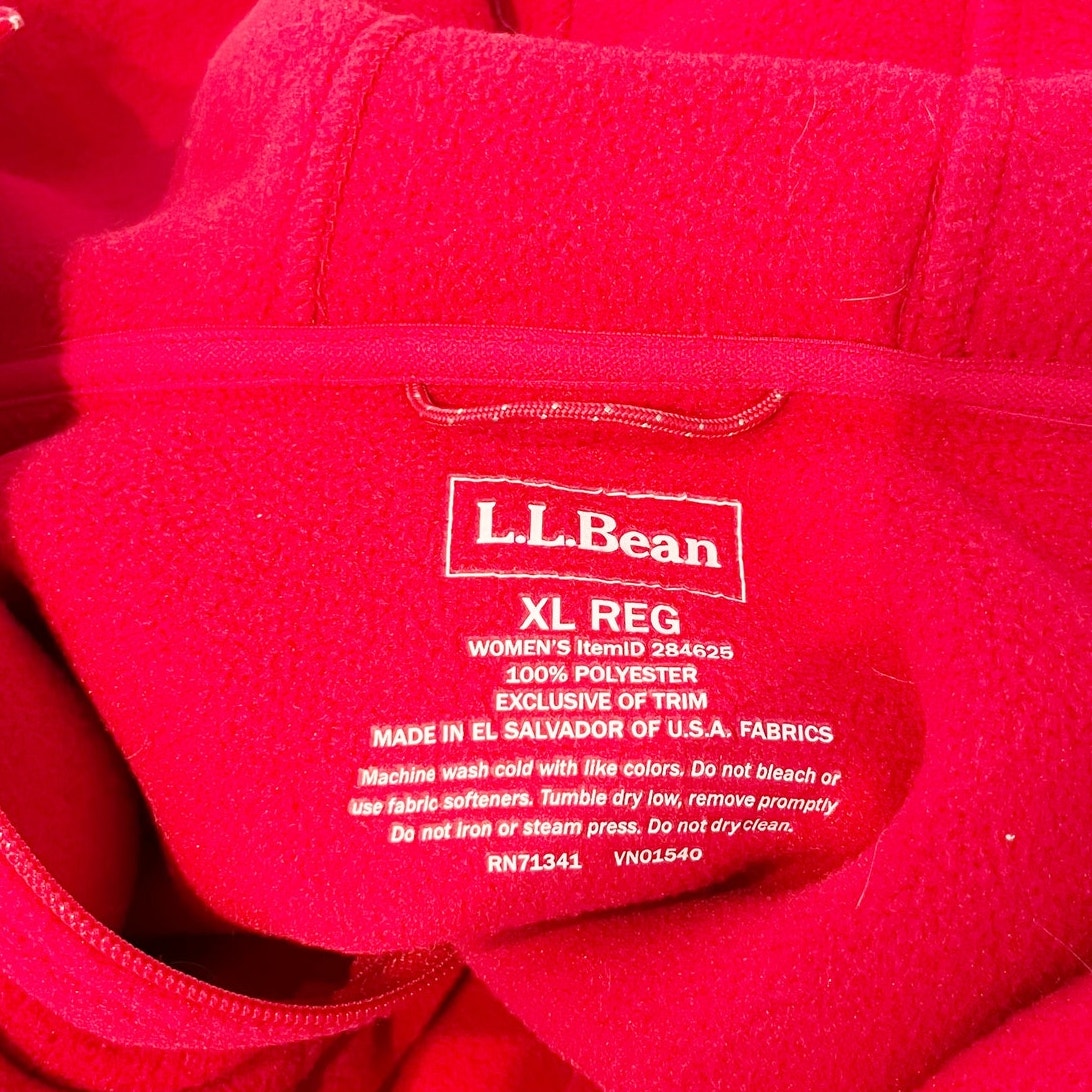 L.L. Bean Polartec Long Sleeve Hooded Fleece Full Zip Jacket Red XL