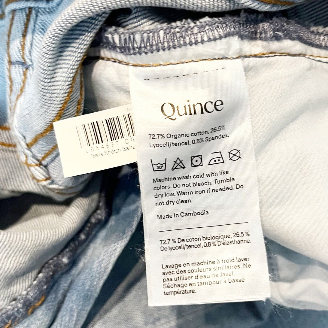 Quince Bella Stretch High Rise Barrel Jeans Organic Cotton Cool Blue 26
