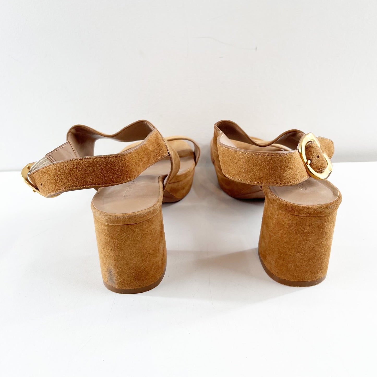 Aerosoles Camera Platform Block Heel Sandals Suede Brown 7.5