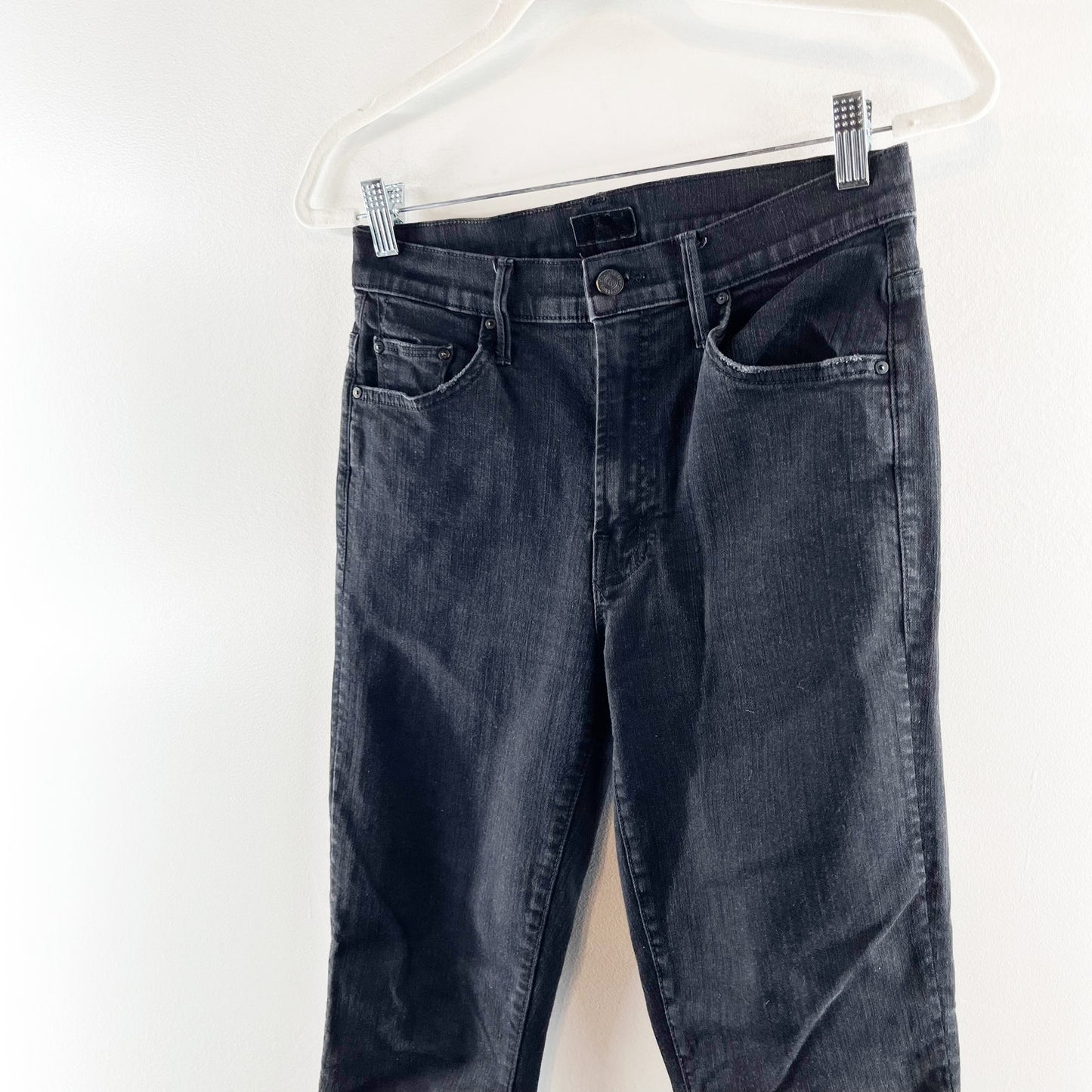 Mother High Waisted Denim The Insider Crop Step Fray Jeans Not Guilty Black 29