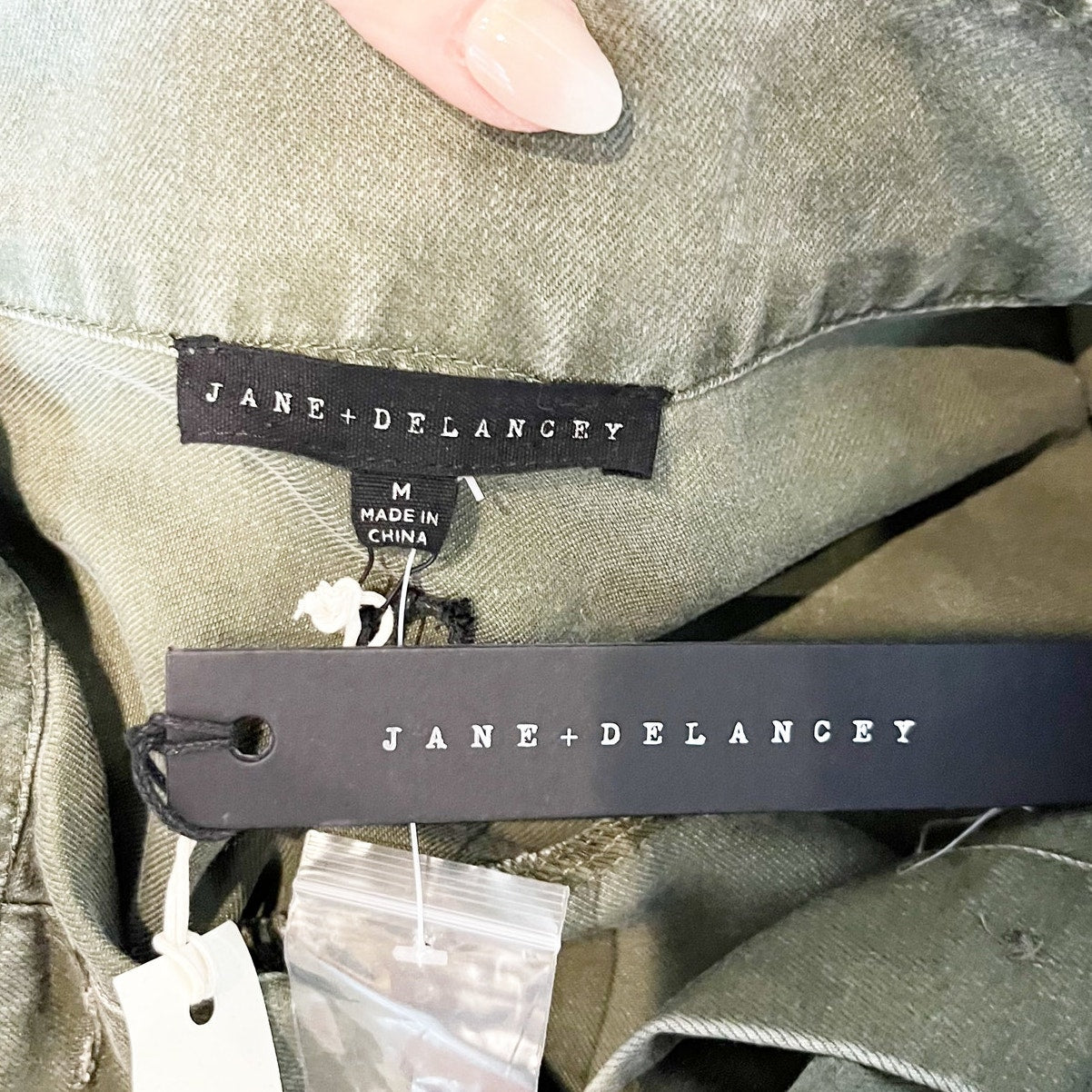 Jane + Delancey Long Sleeve Boxy Canvas Utility Jacket Shacket Green Medium