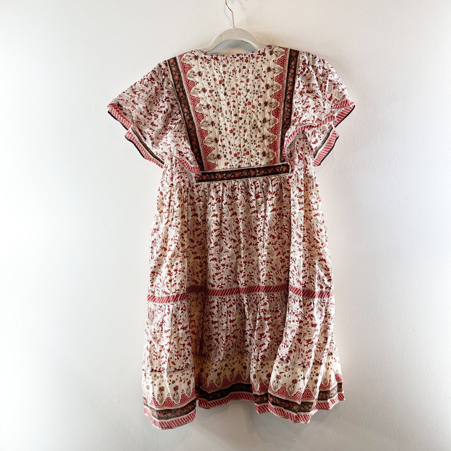 Sea New York Ivette Paisley Print Short Sleeve Tunic Mini Dress Red Medium